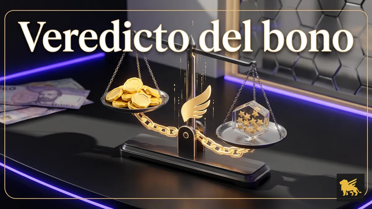 Balanza con monedas doradas que resume el veredicto sobre el bono de Fairspin