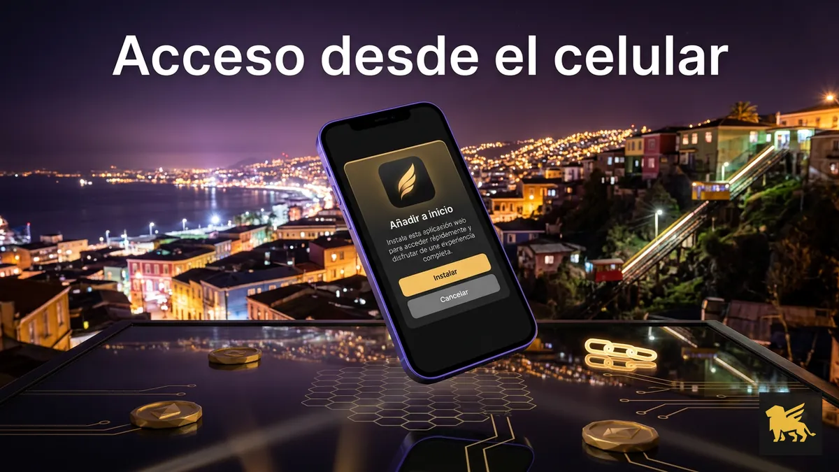 Acceso a Fairspin desde el celular con navegador y PWA, con Valparaíso al fondo